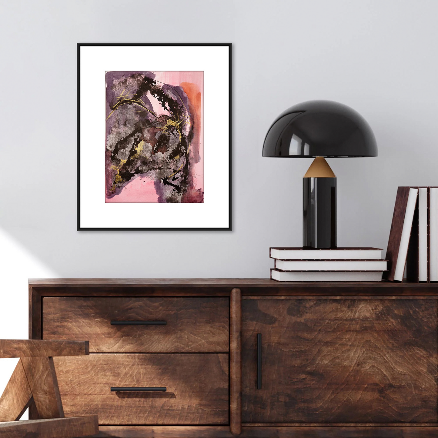Original Watercolor Abstract Painting On Paper, Golden Lines Series, #GL-128-912