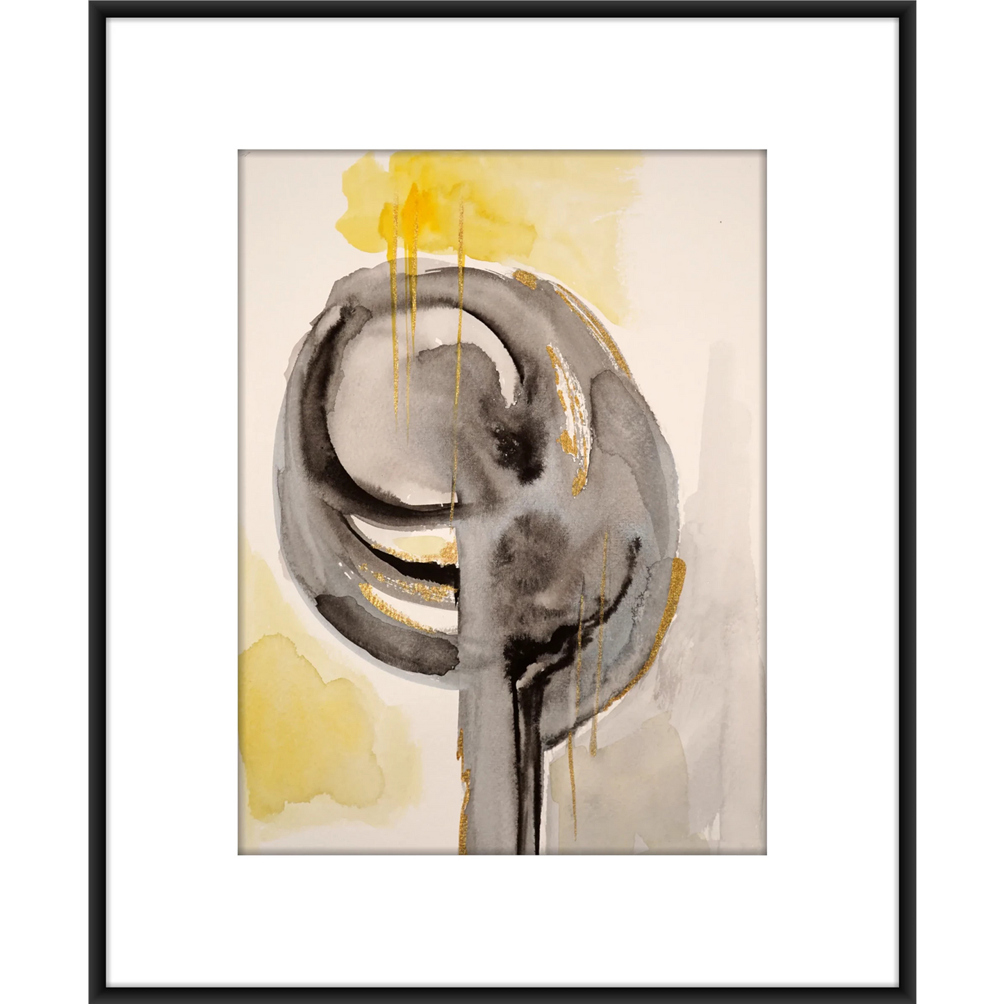 Original Watercolor Abstract Painting On Paper, Golden Lines Series, #GL-130-912