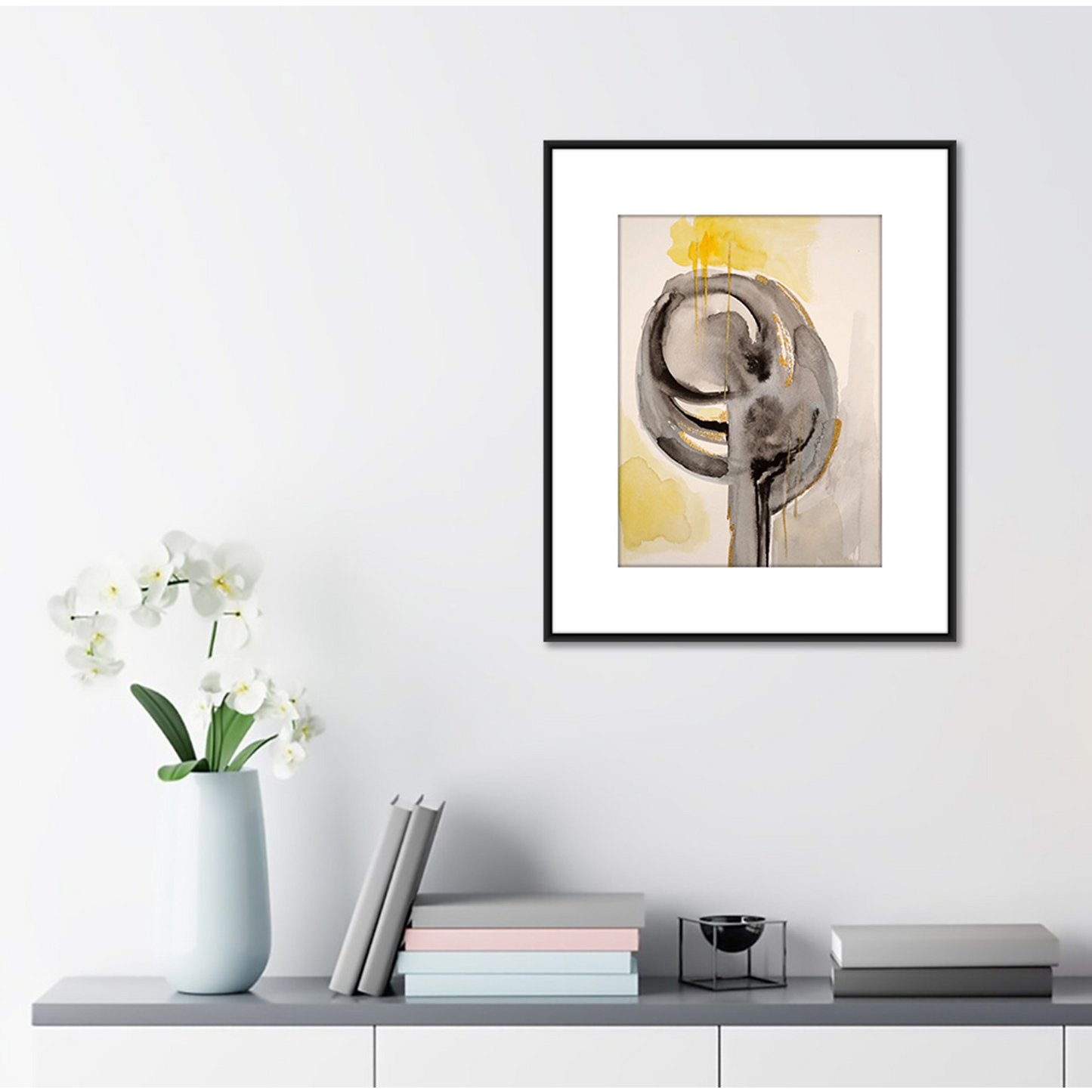 Original Watercolor Abstract Painting On Paper, Golden Lines Series, #GL-130-912