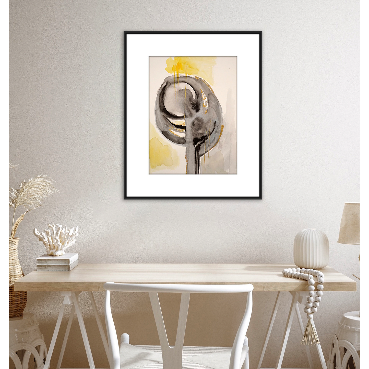 Original Watercolor Abstract Painting On Paper, Golden Lines Series, #GL-130-912