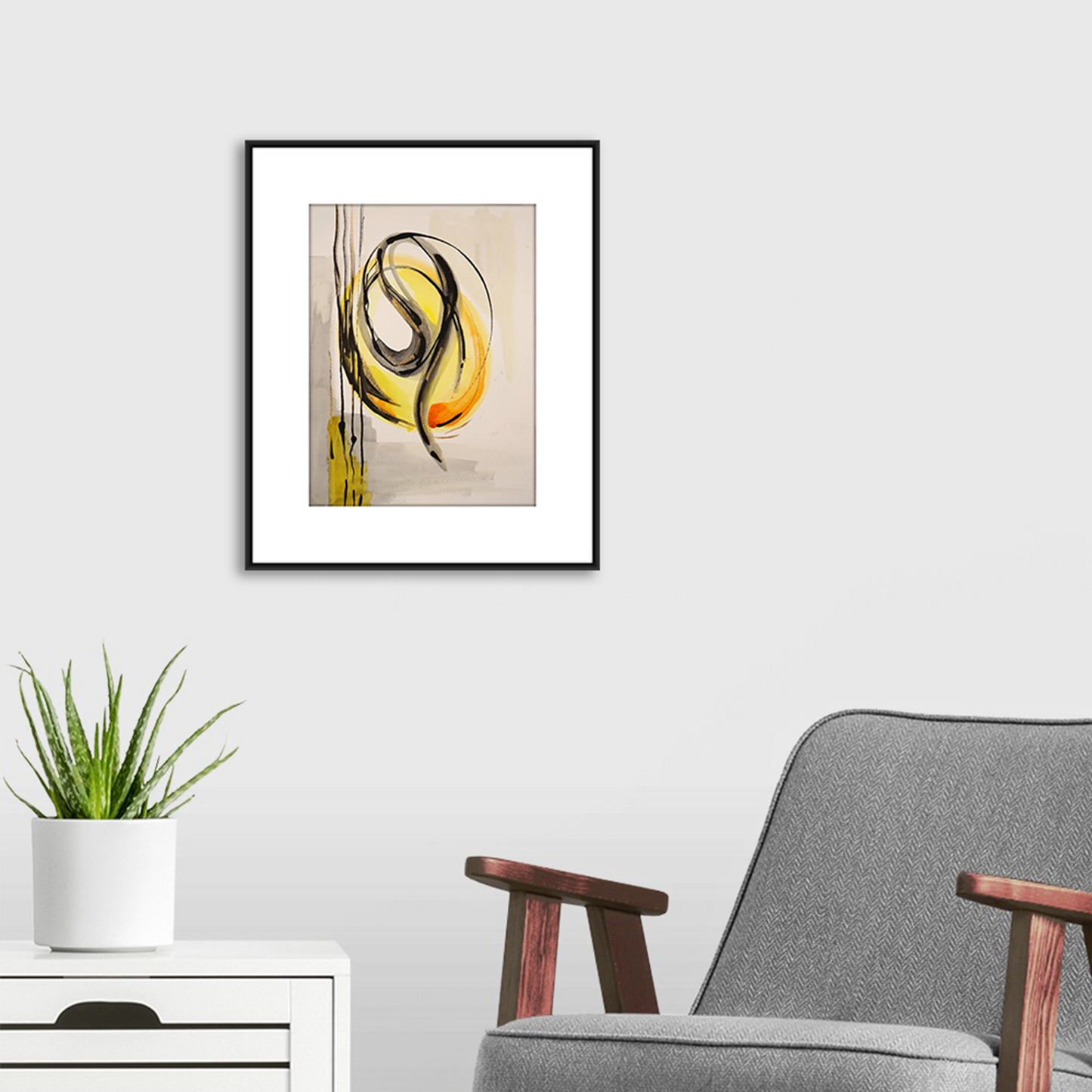 Original Watercolor Abstract Painting On Paper, Golden Lines Series, #GL-131-912