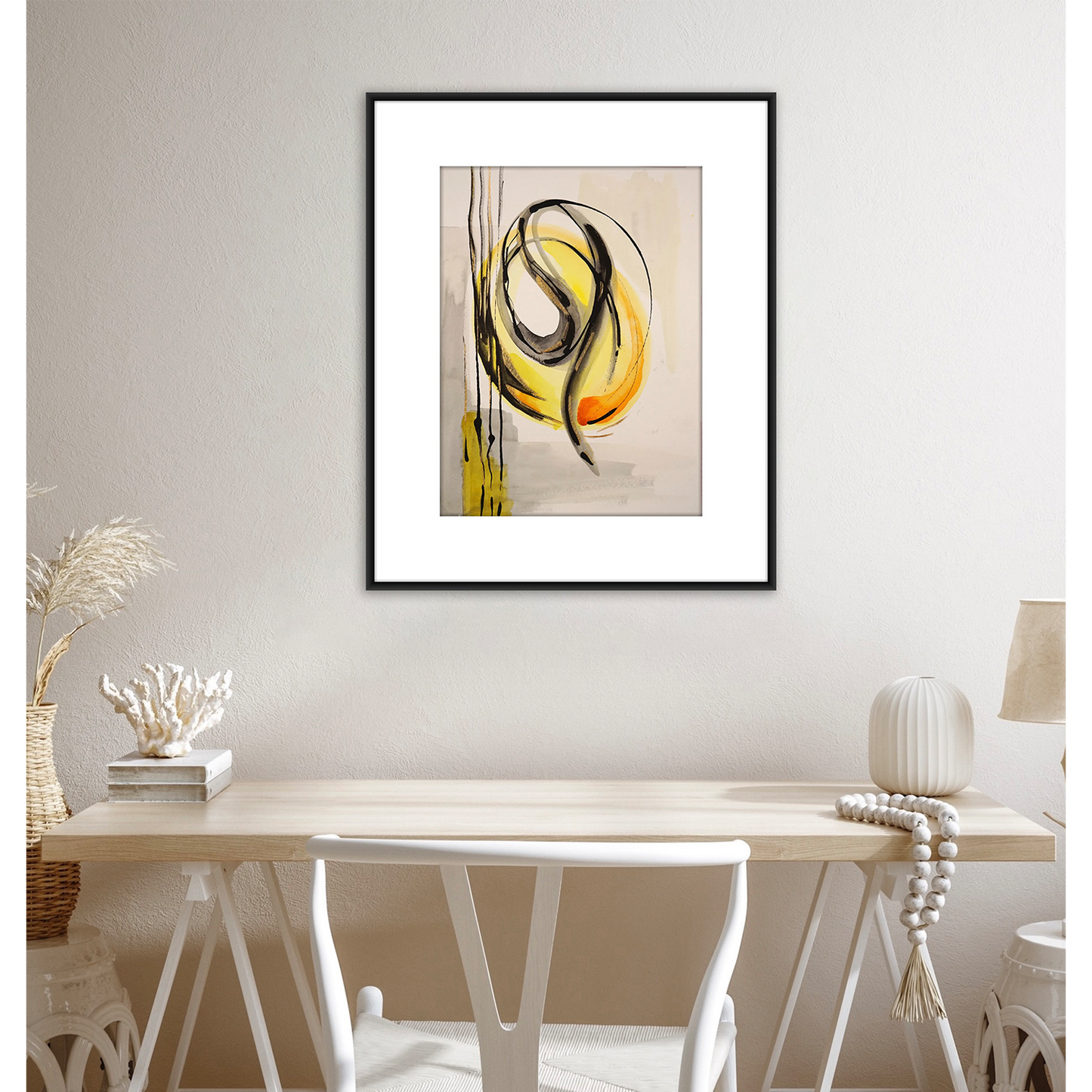 Original Watercolor Abstract Painting On Paper, Golden Lines Series, #GL-131-912