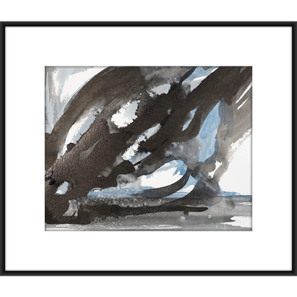 Original Watercolor Ink Abstract Painting On Paper, Blue Horizon Series #BH-111-810