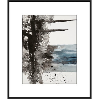 Original Watercolor Ink Abstract Painting On Paper, Blue Horizon Series #BH-113-810