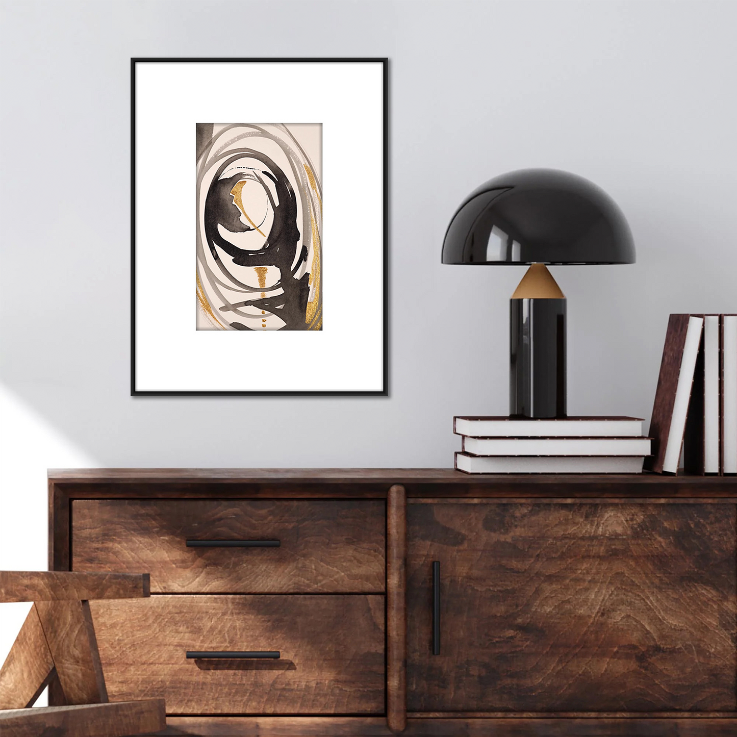 Original Watercolor Abstract Painting On Paper, Golden Lines Series, #GL-101-85