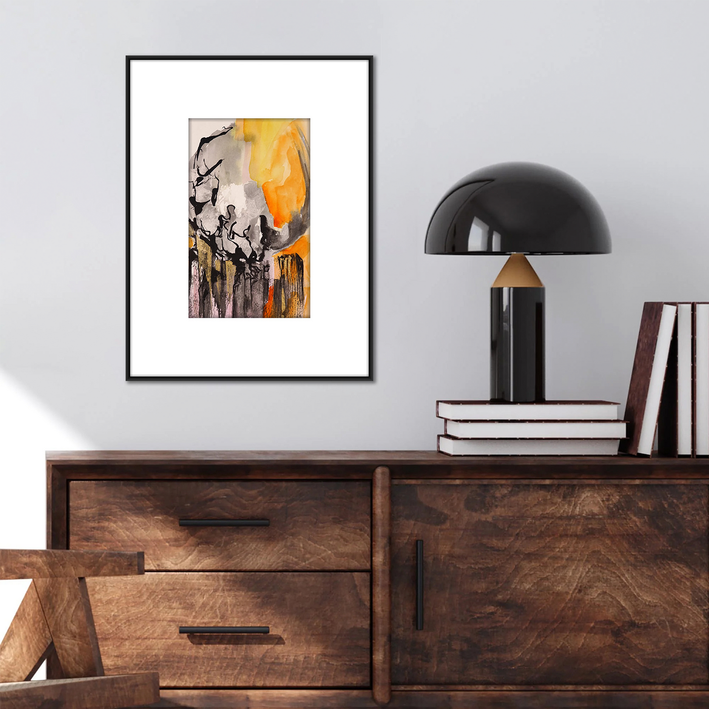 Original Watercolor Abstract Painting On Paper, Golden Lines Series, #GL-104-85