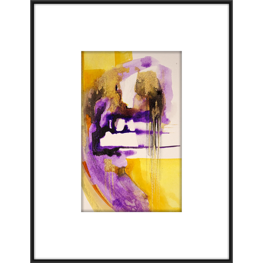 Original Watercolor Abstract Painting On Paper, Golden Lines Series, #GL-110-85