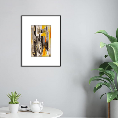 Original Watercolor Abstract Painting On Paper, Golden Lines Series, #GL-114-85