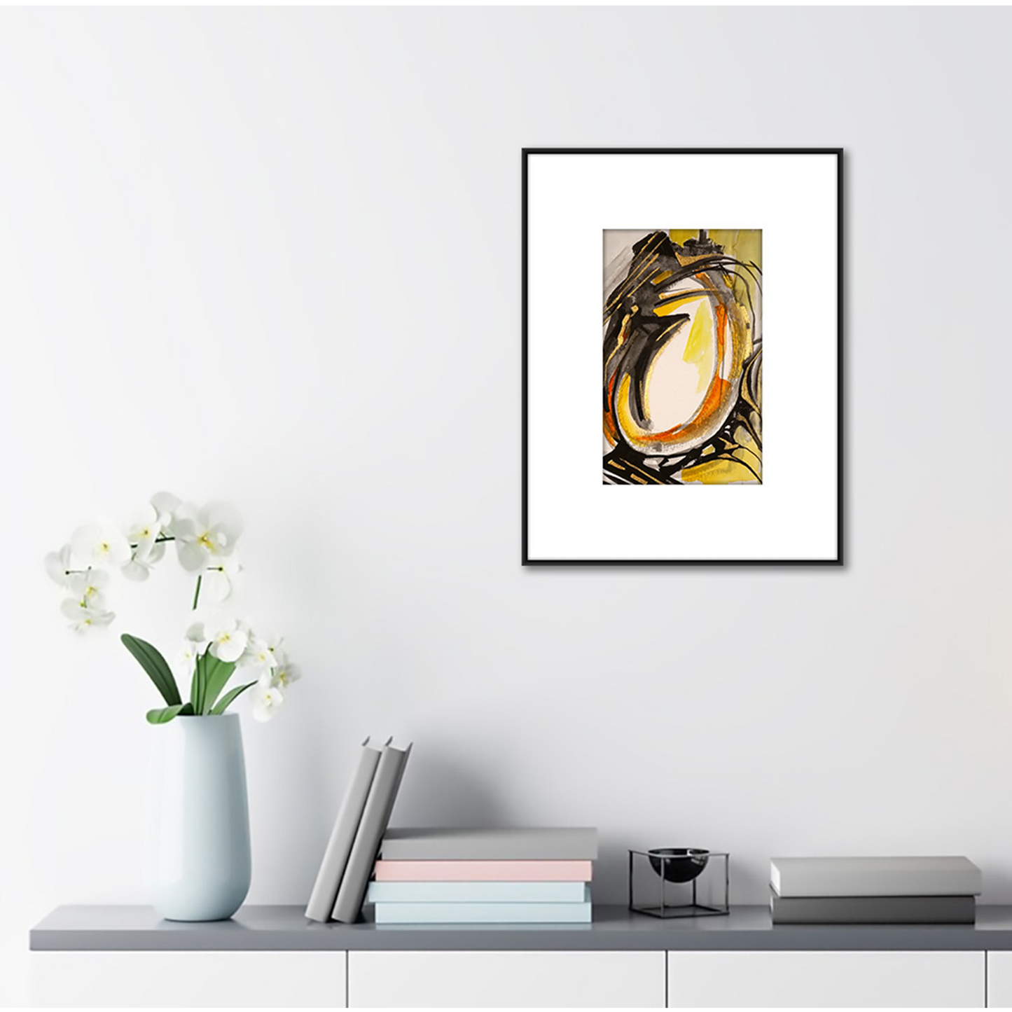 Original Watercolor Abstract Painting On Paper, Golden Lines Series, #GL-118-85