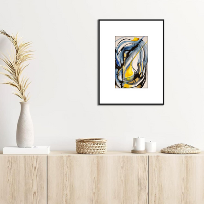 Original Watercolor Abstract Painting On Paper, Golden Lines Series, #GL-124-85