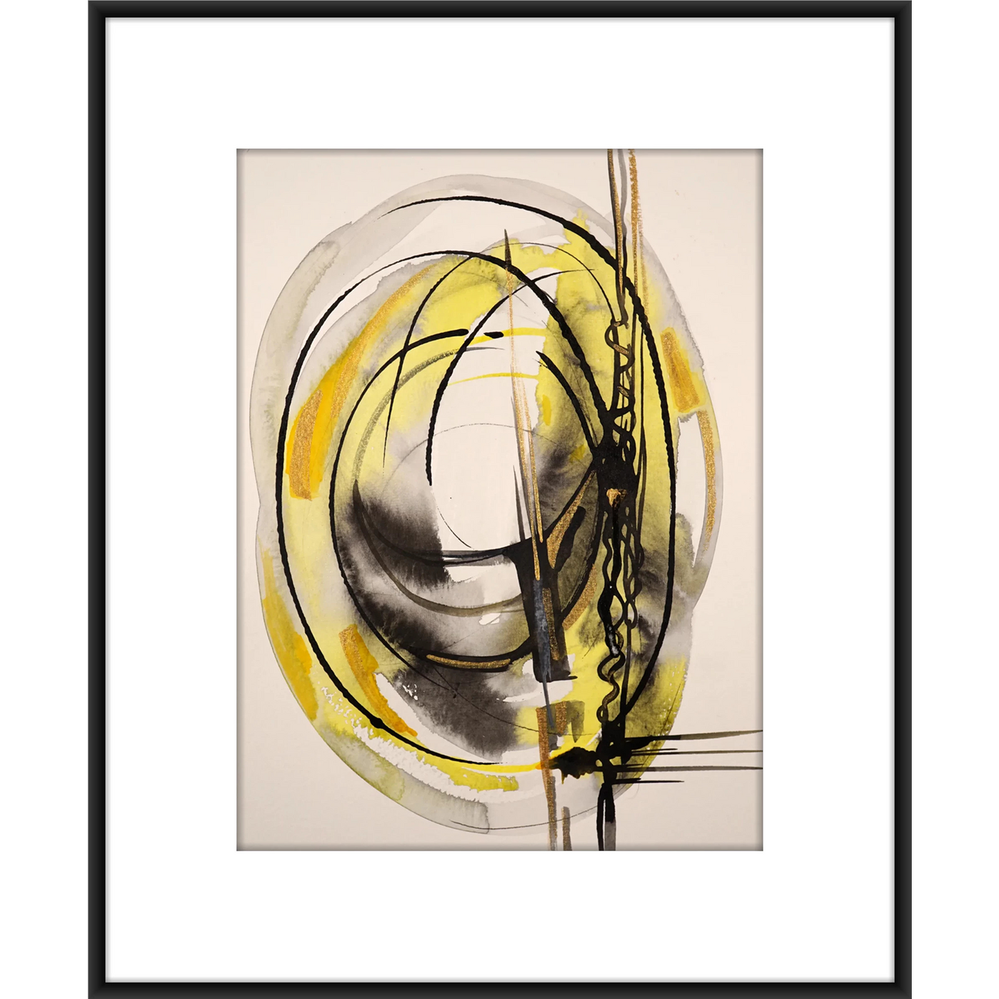 Original Watercolor Abstract Painting On Paper, Golden Lines Series, #GL-126-912