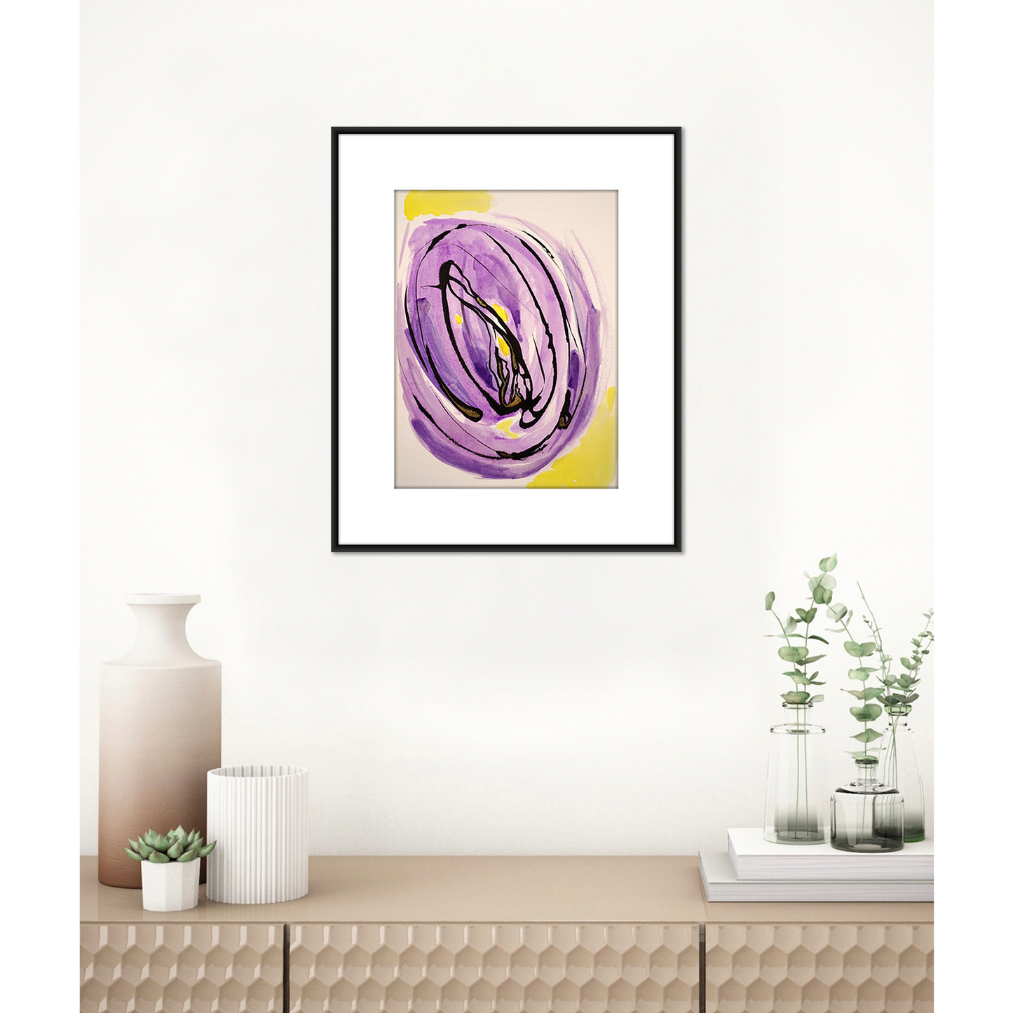 Original Watercolor Abstract Painting On Paper, Golden Lines Series, #GL-127-912