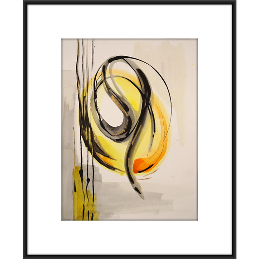 Original Watercolor Abstract Painting On Paper, Golden Lines Series, #GL-131-912