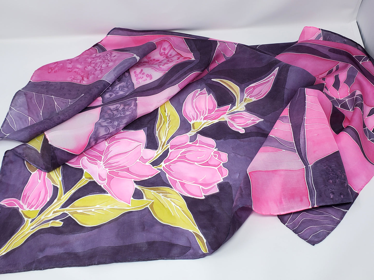 Silk Scarf for Sale - square handmade blue pink  | Palette Boutique