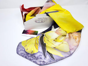 Silk Scarf for Sale - square purple yellow blue | Palette Boutique